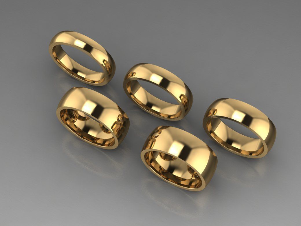 Multi Pack 5 Rings Size 10 Comfort Fit Ring 5mm to 9mm 3D print model_1