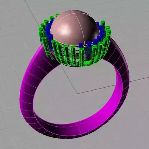 Ring with Central stone cabochon 3D print model 3D 