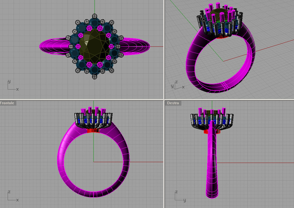 Diana Classic ring with Oval center stone 3dmodel 3D print model 3D print model_2