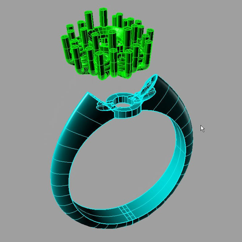 Diana Classic ring with Oval center stone 3dmodel 3D print model 3D print model_3