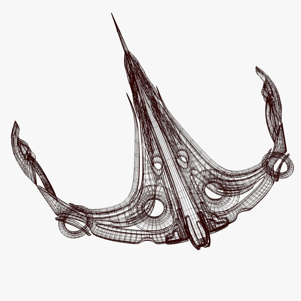 Curved Alien Fighter 3D model_7