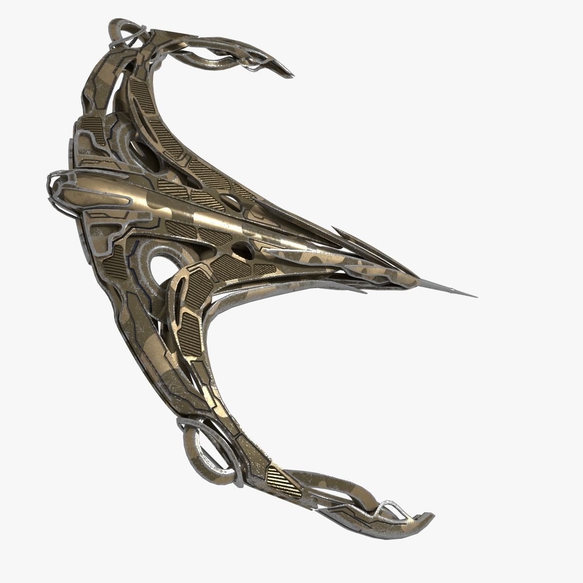 Curved Alien Fighter 3D model_3