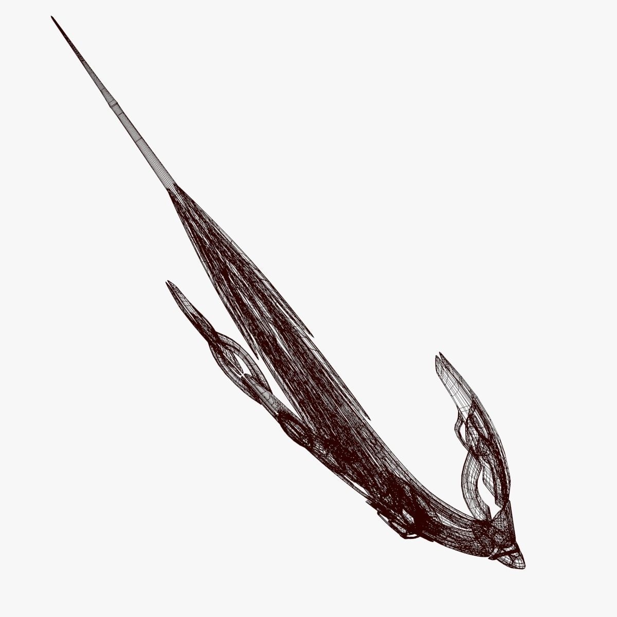 Curved Alien Fighter 3D model_6