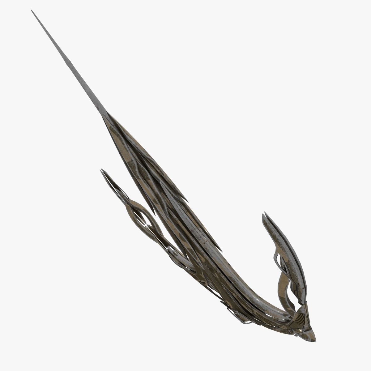 Curved Alien Fighter 3D model_2