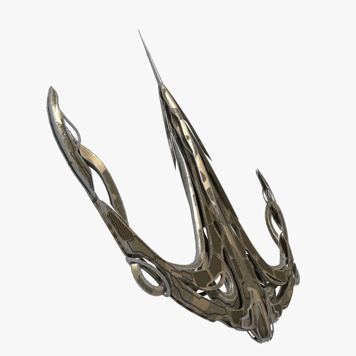 Curved Alien Fighter 3D model_11