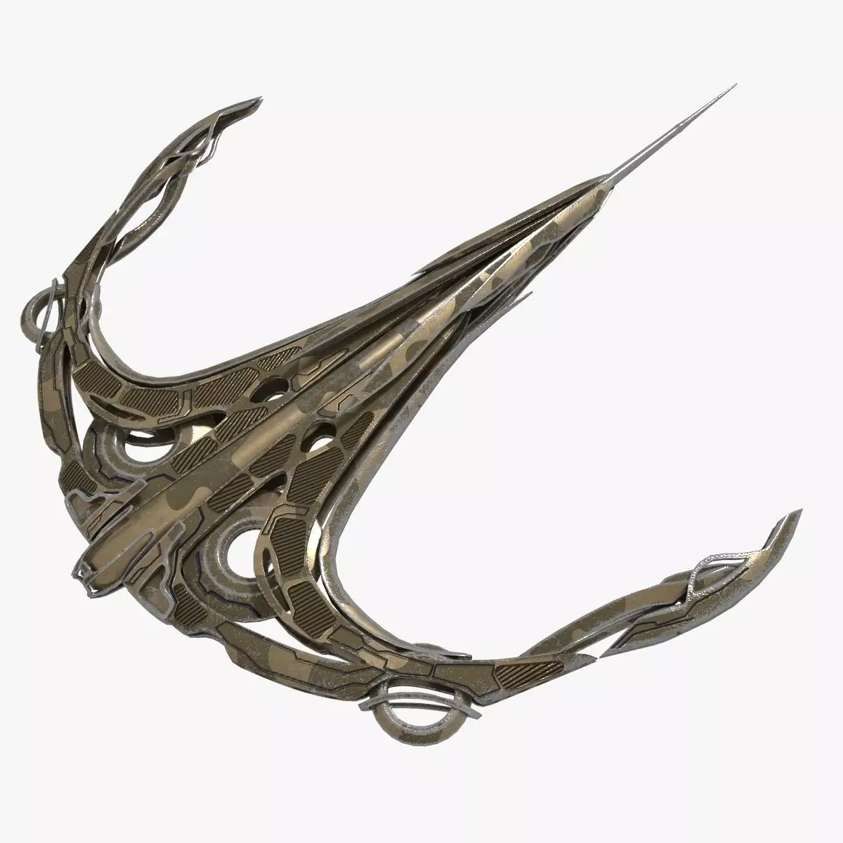 Curved Alien Fighter 3D model_0