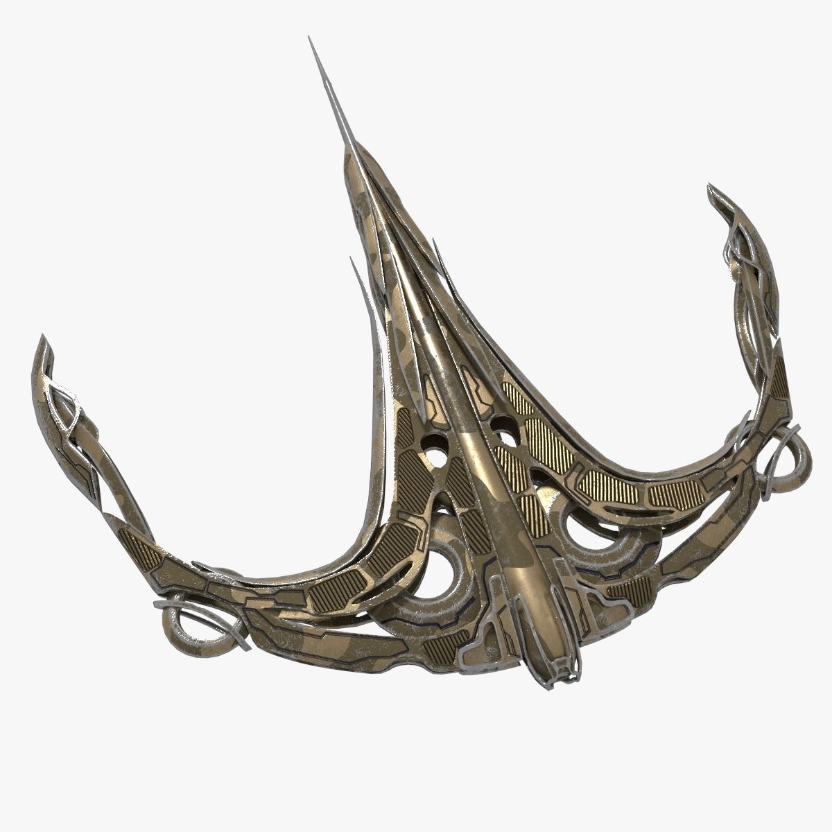 Curved Alien Fighter 3D model_10