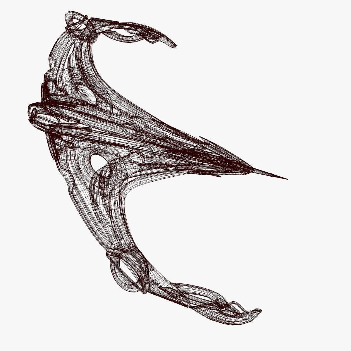 Curved Alien Fighter 3D model_8