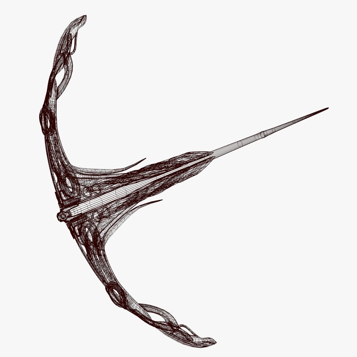 Curved Alien Fighter 3D model_5