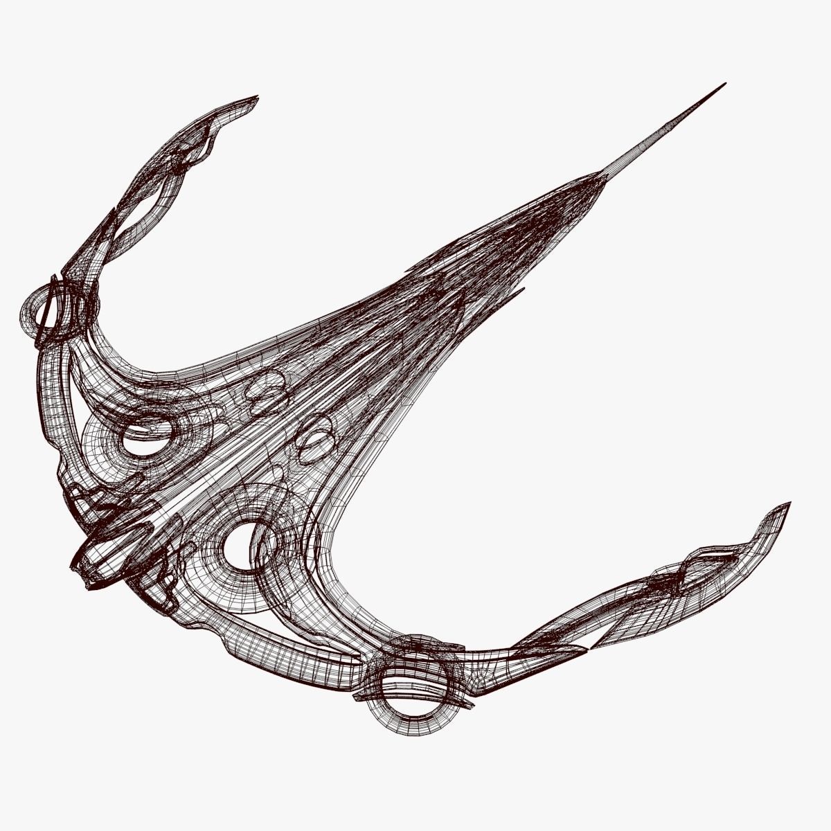 Curved Alien Fighter 3D model_4