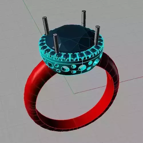 Sapphire Round Ring 3D An25