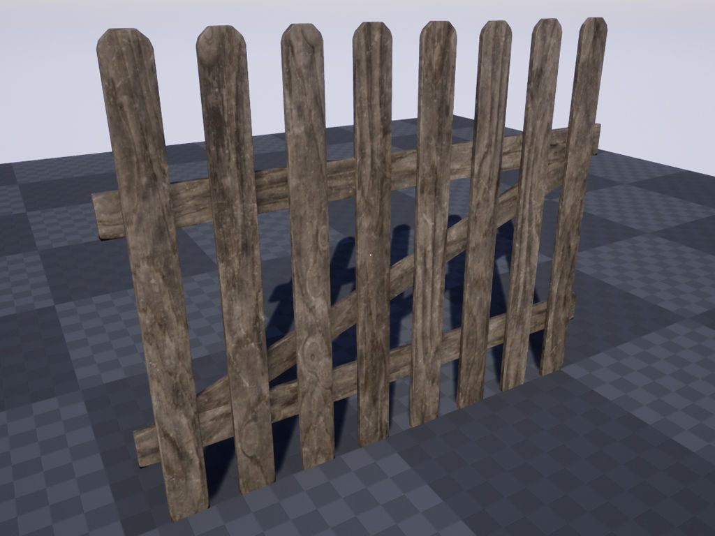Wooden Fence Low-poly 3D model_4