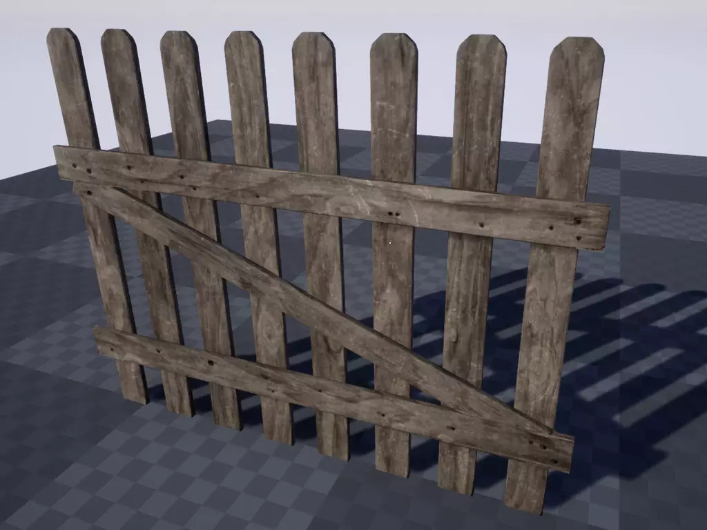 Wooden Fence Low-poly 3D model_0