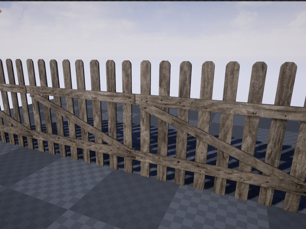Wooden Fence Low-poly 3D model_2