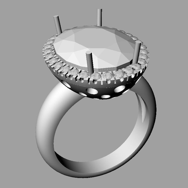 Diamond and Aquamarine ring 3D print model 3D print model_3