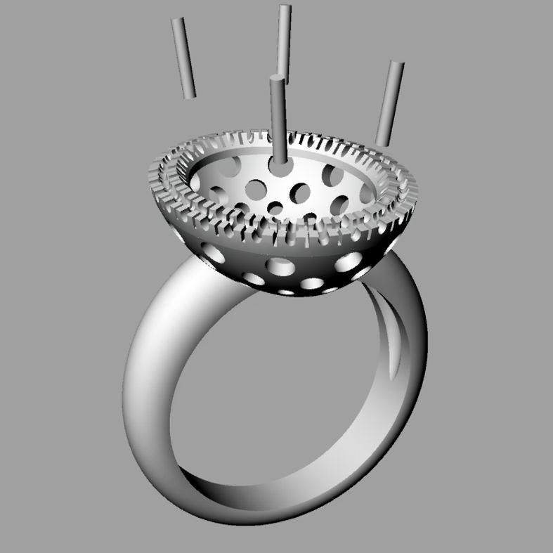 Diamond and Aquamarine ring 3D print model 3D print model_5