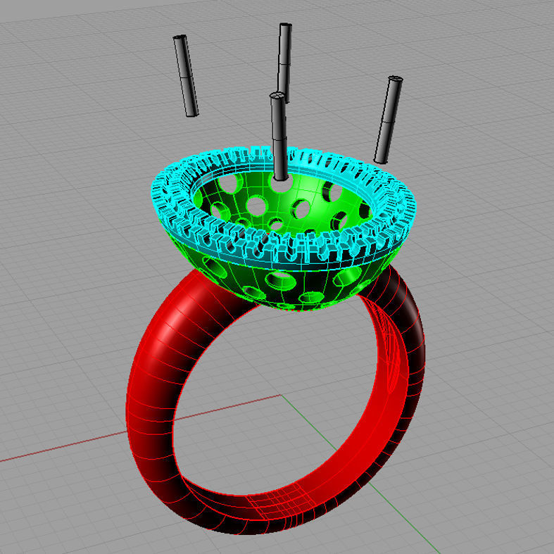 Diamond and Aquamarine ring 3D print model 3D print model_4