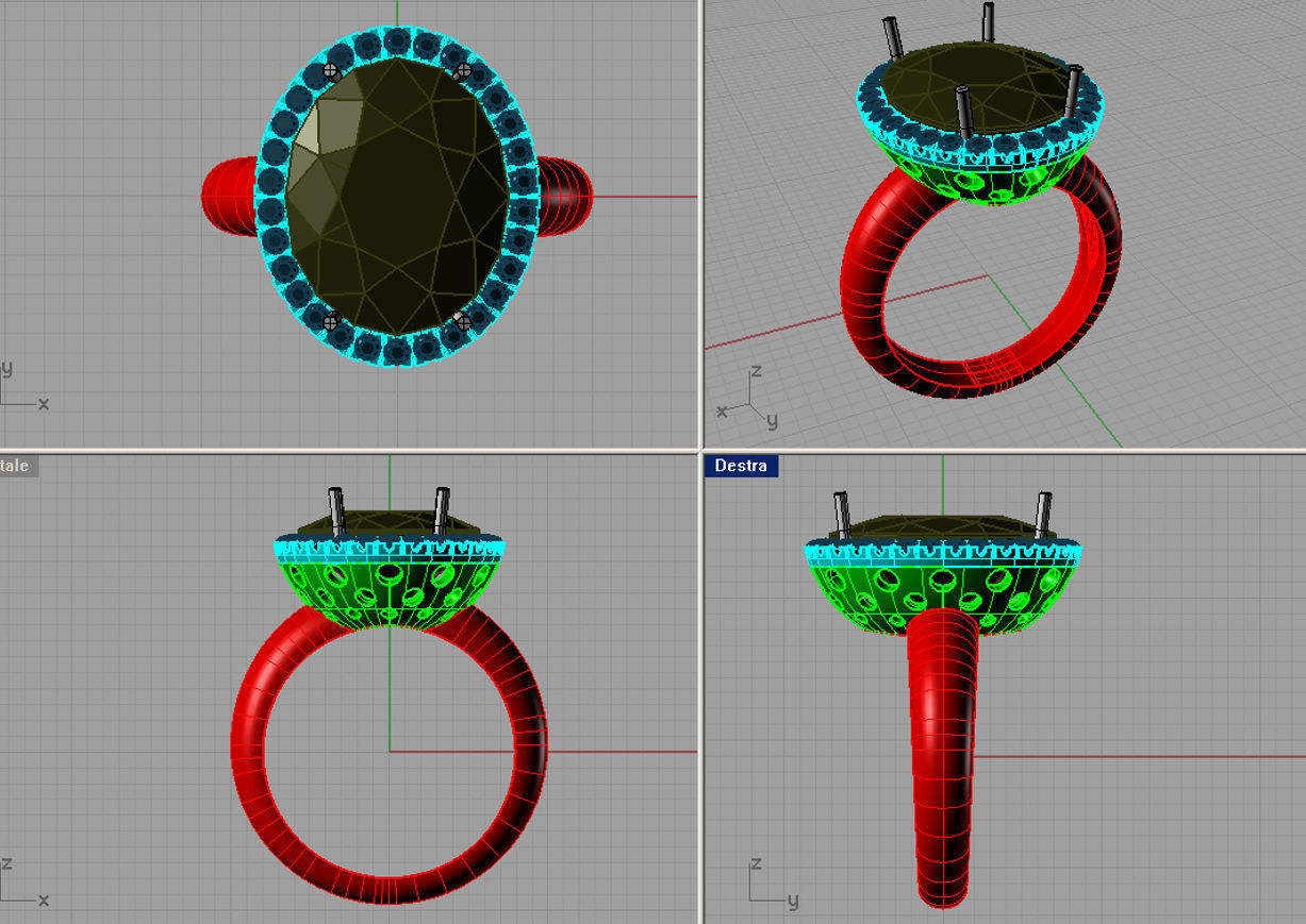 Diamond and Aquamarine ring 3D print model 3D print model_2
