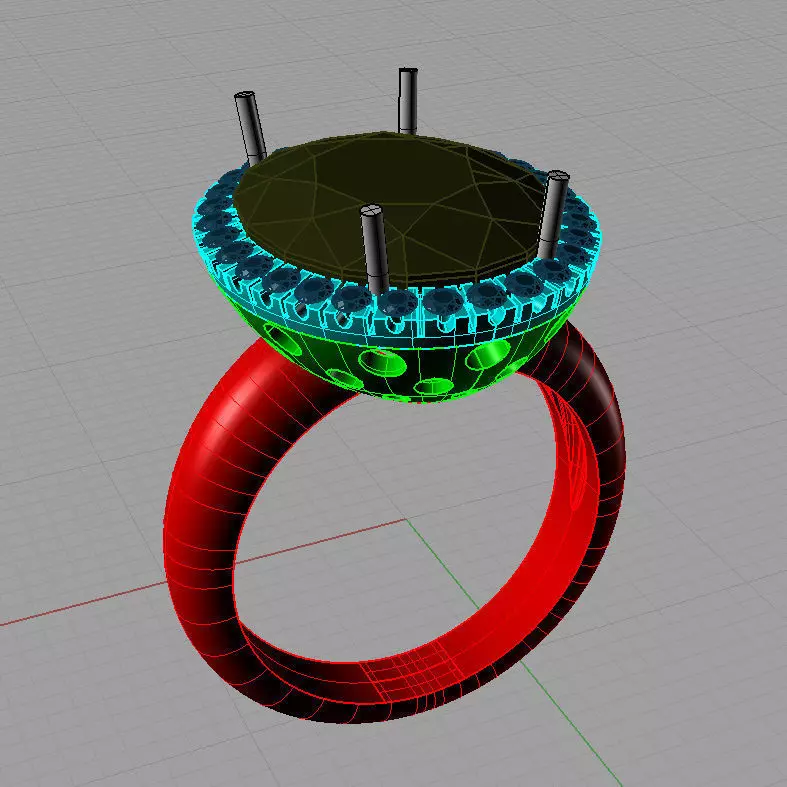 Diamond and Aquamarine ring 3D print model 3D print model_0