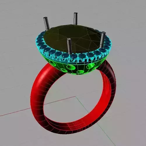 Diamond and Aquamarine ring 3D print model