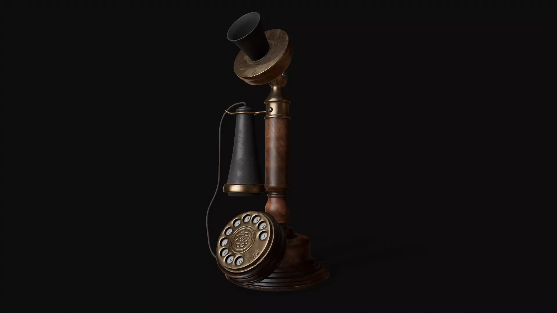 Old Candlestick Phone 3D model_0