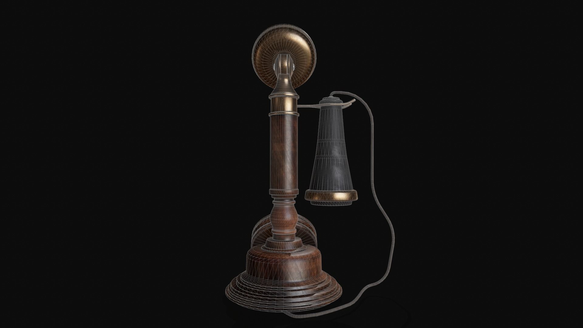 Old Candlestick Phone 3D model_8
