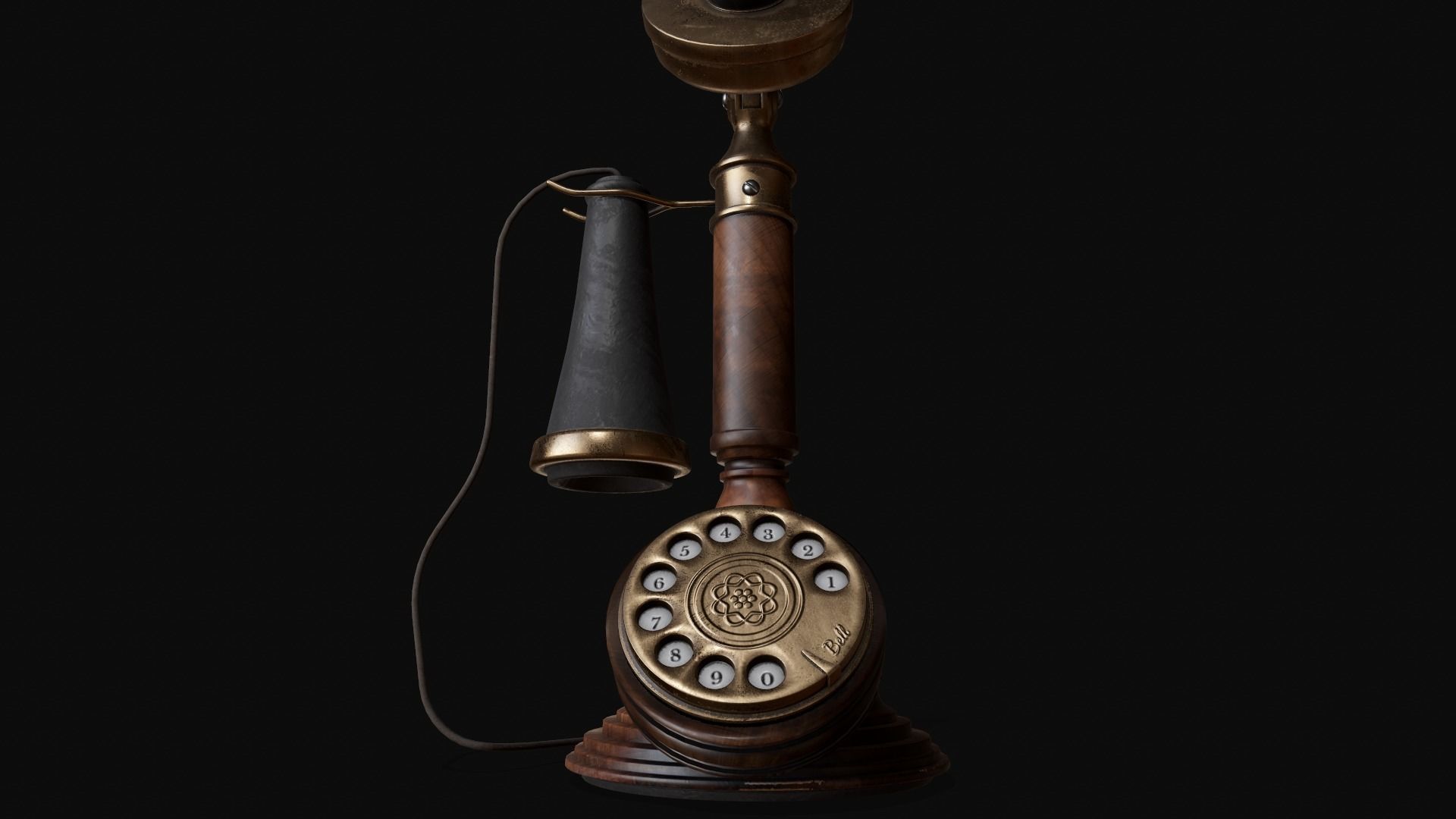 Old Candlestick Phone 3D model_13