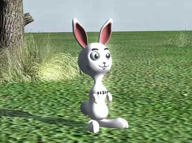 Simple Cartoon Rabbit  Low-poly 3D model