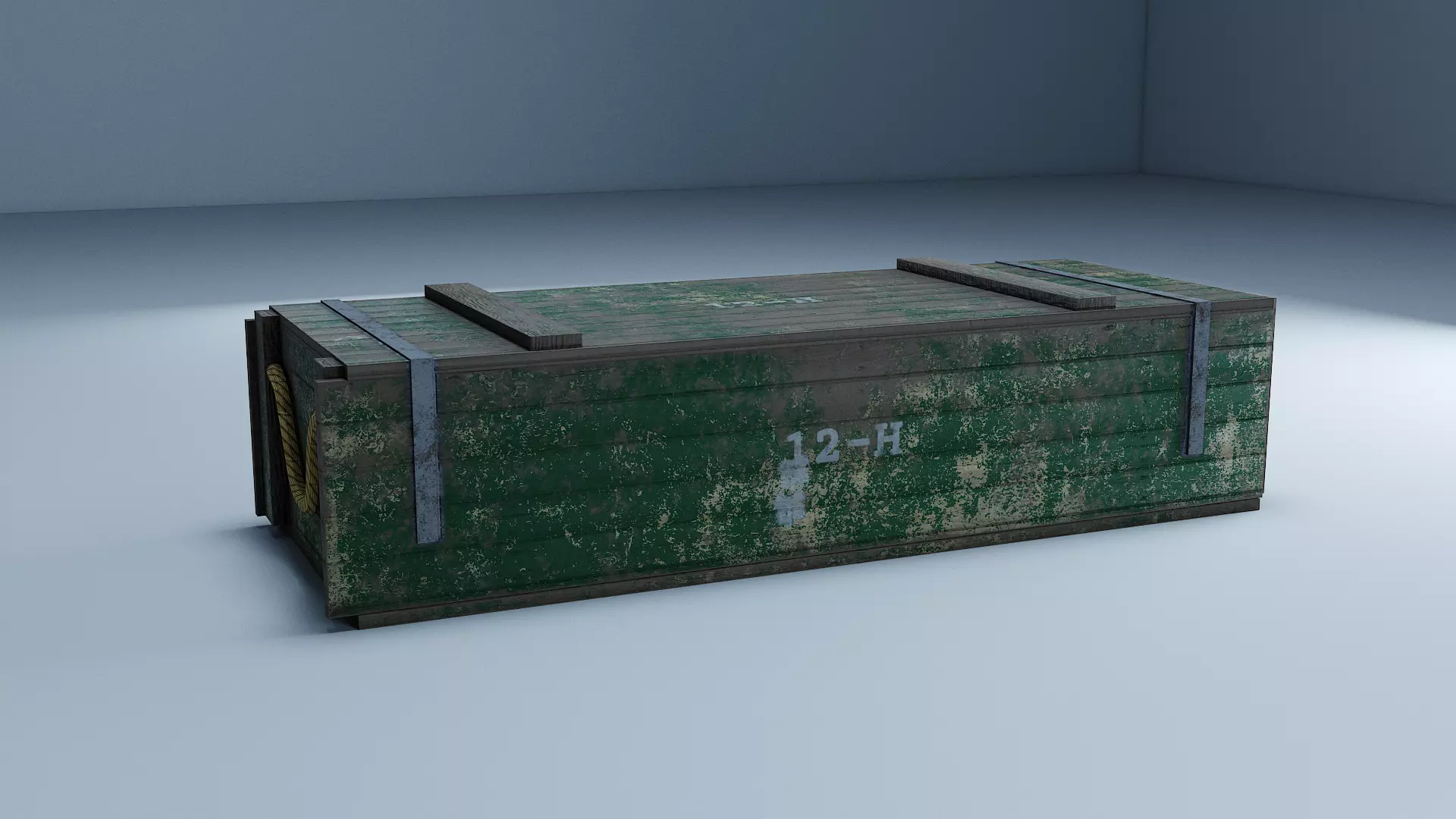Crate box with handle Low-poly 3D model_0