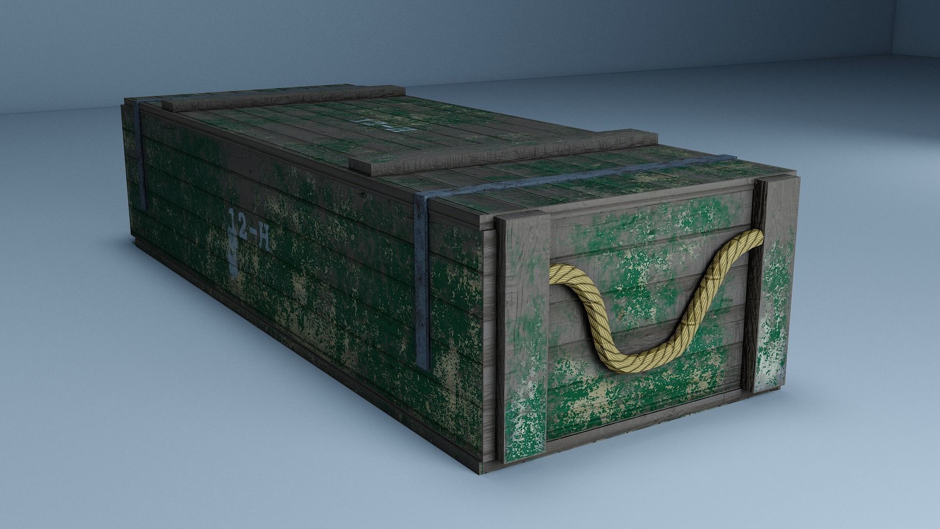 Crate box with handle Low-poly 3D model_4