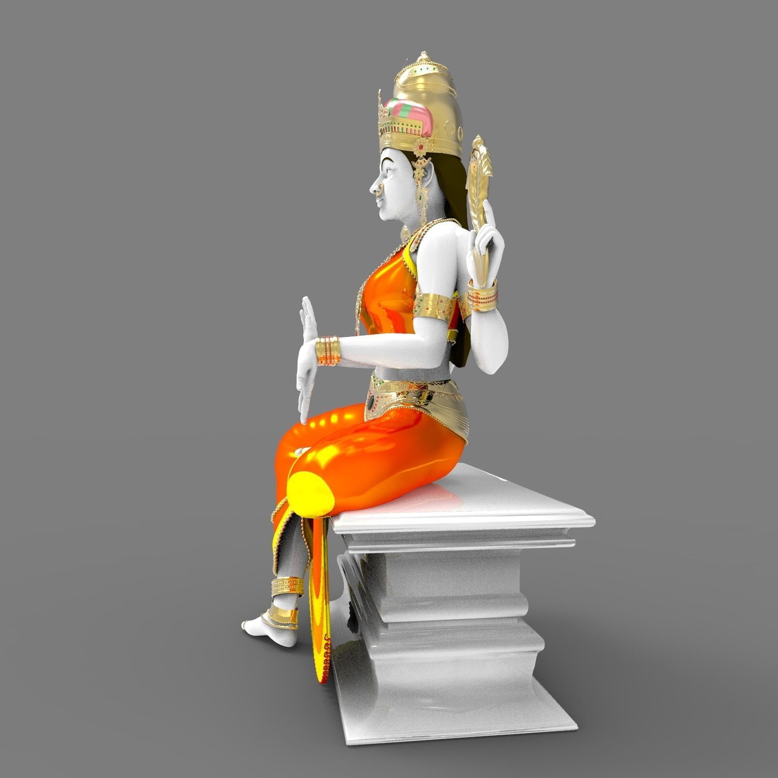 Indian Goddess Idol 3D model_2