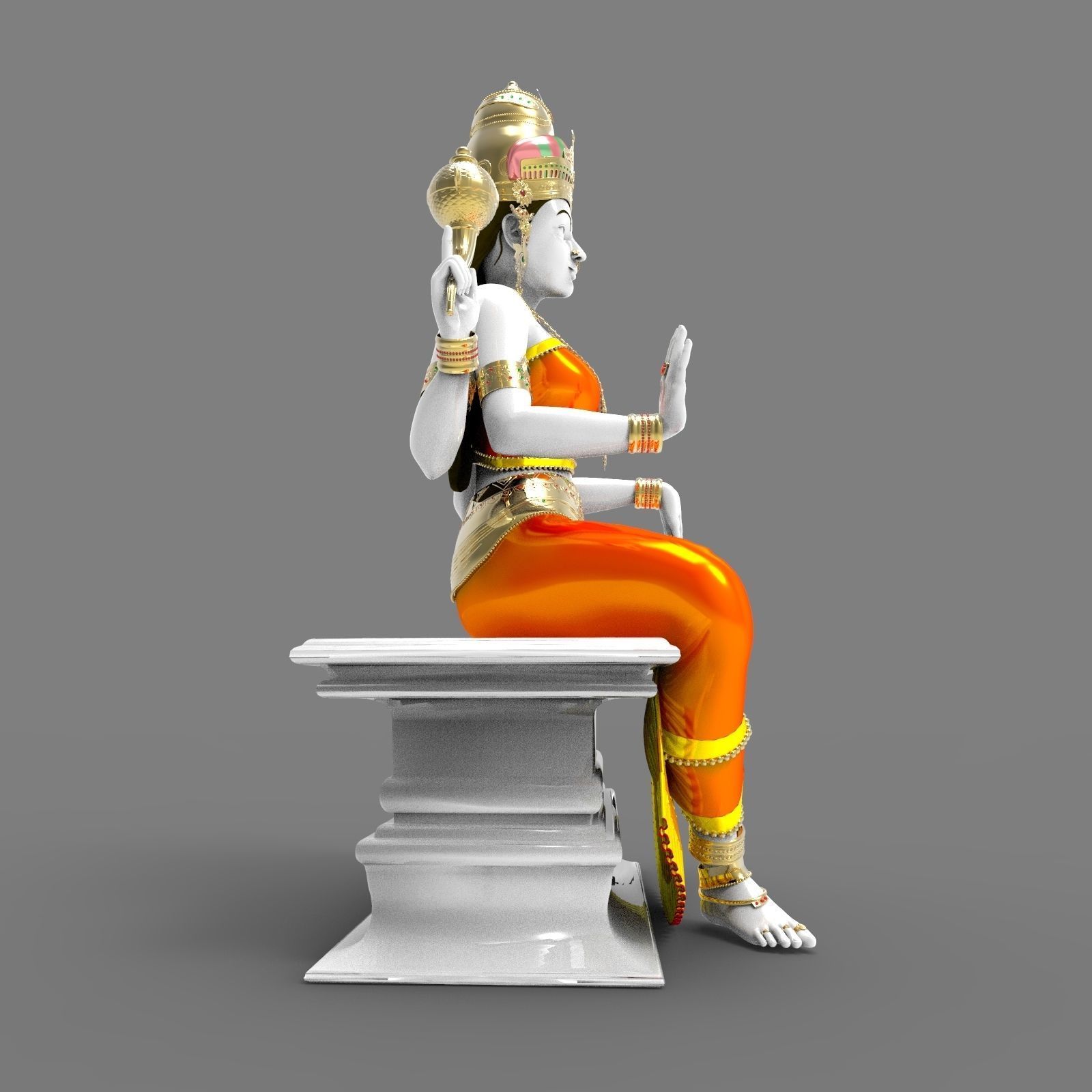 Indian Goddess Idol 3D model_4