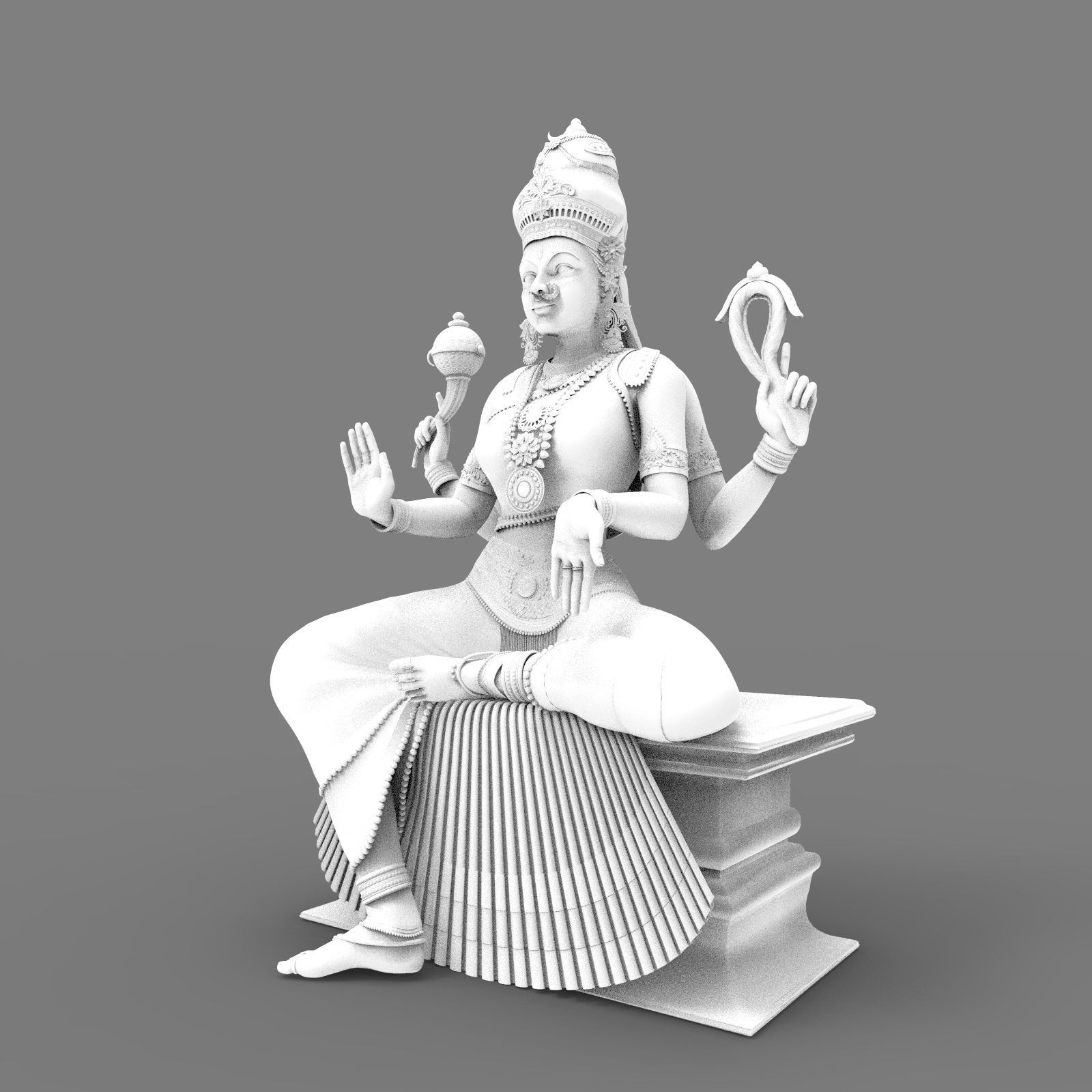 Indian Goddess Idol 3D model_9