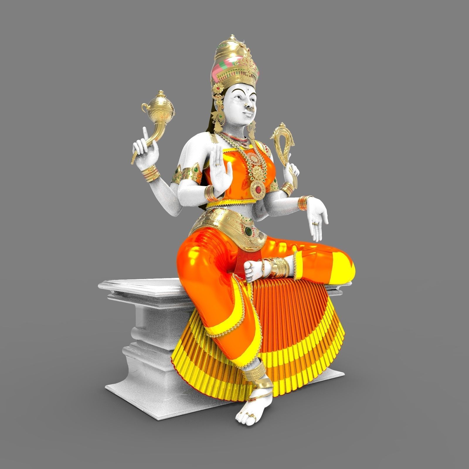 Indian Goddess Idol 3D model_5