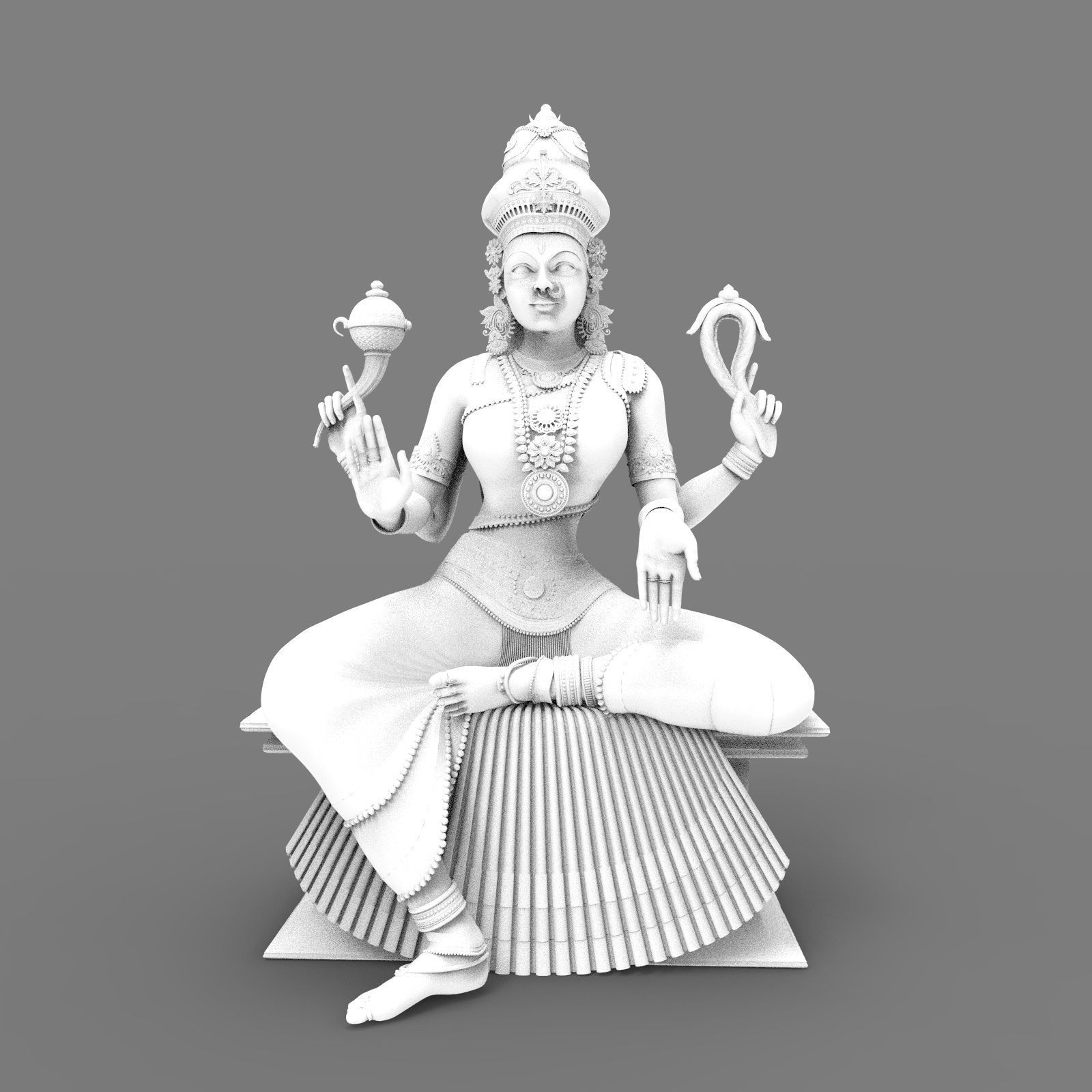 Indian Goddess Idol 3D model_8