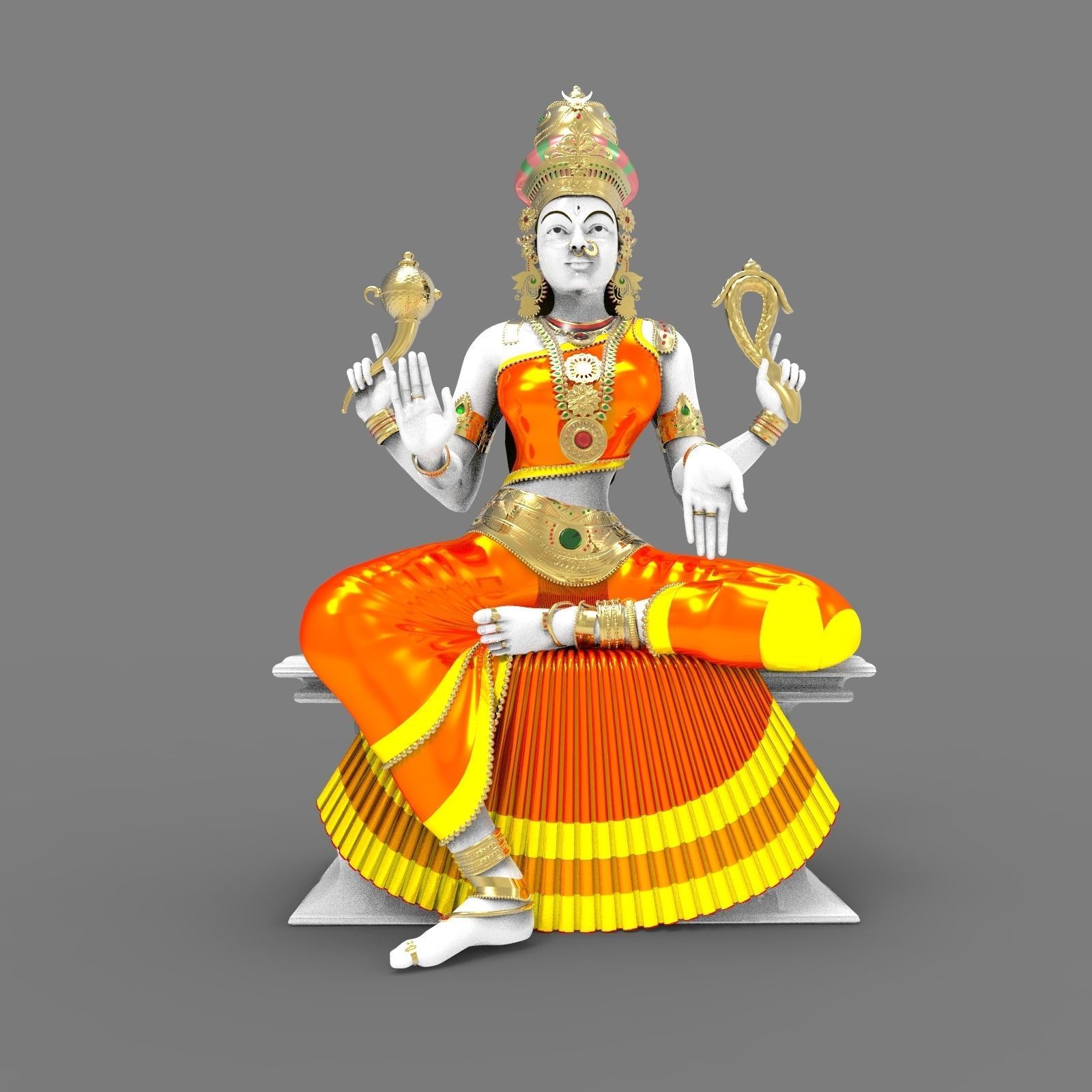 Indian Goddess Idol 3D model_6