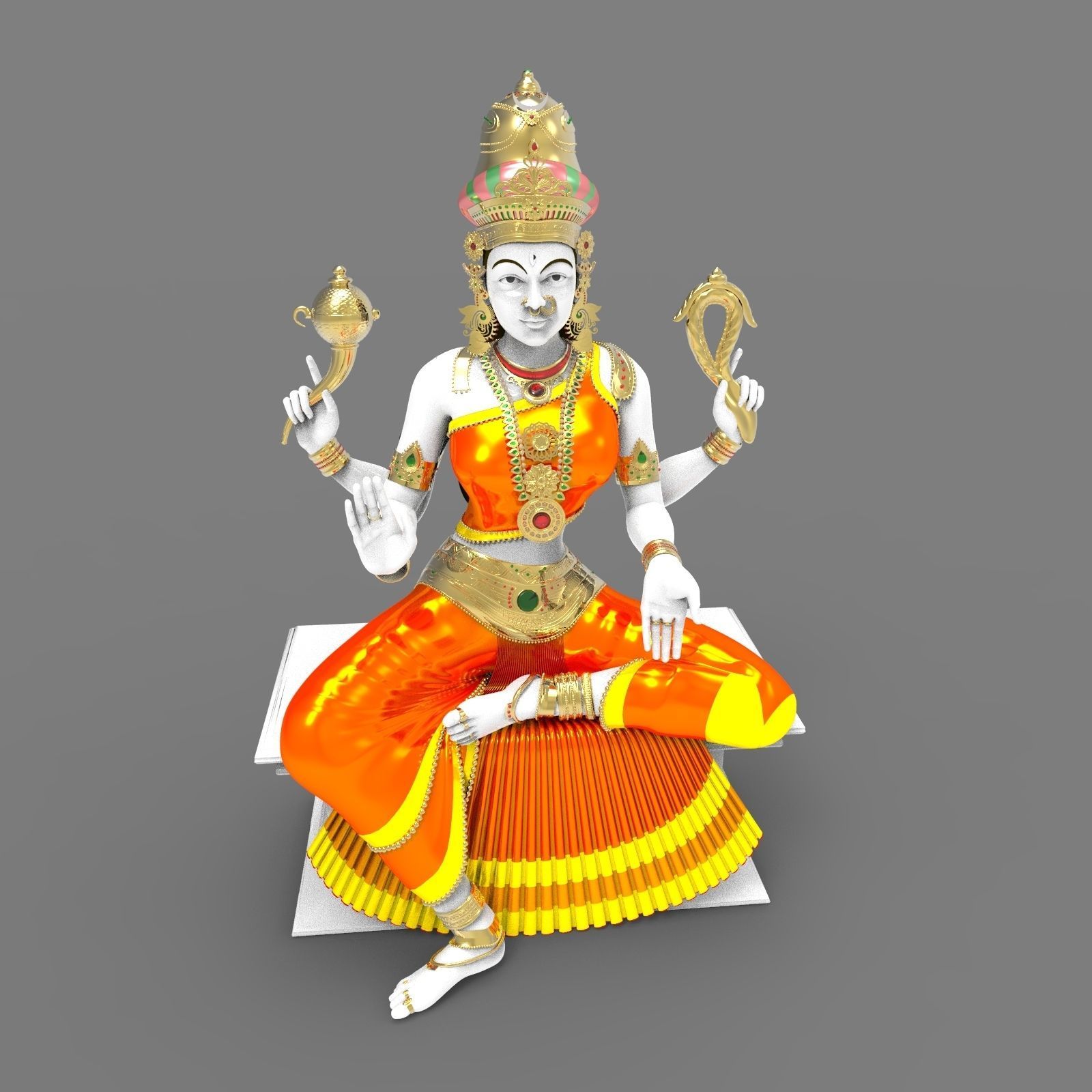 Indian Goddess Idol 3D model_7