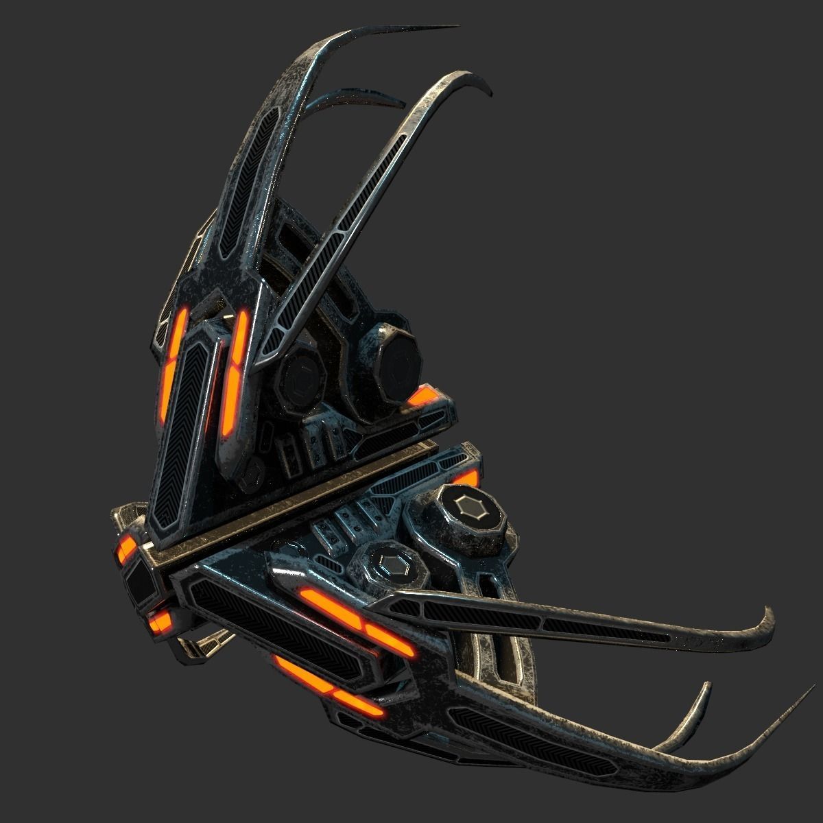 Alien Tri-Fighter Low-poly 3D model_0