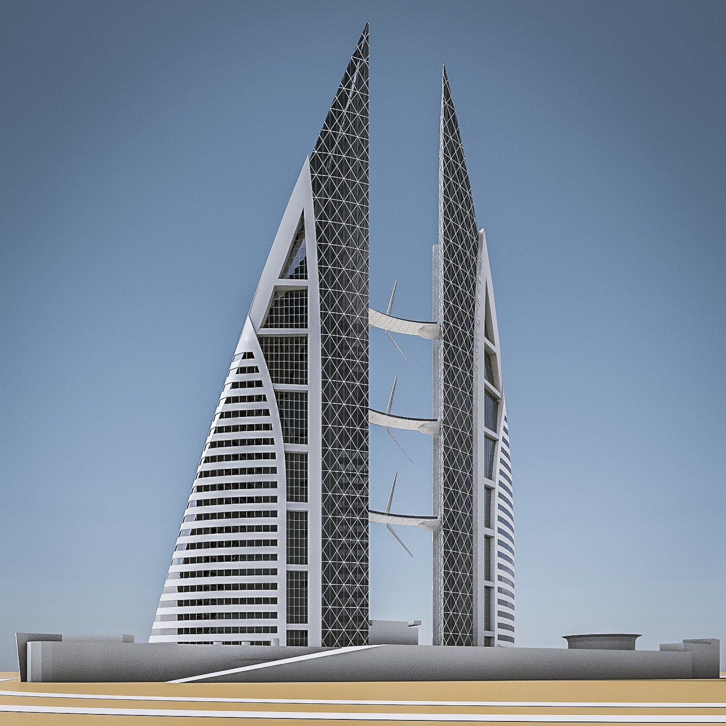 Gulf Buildings Set - 4 Pack Low-poly 3D model_29