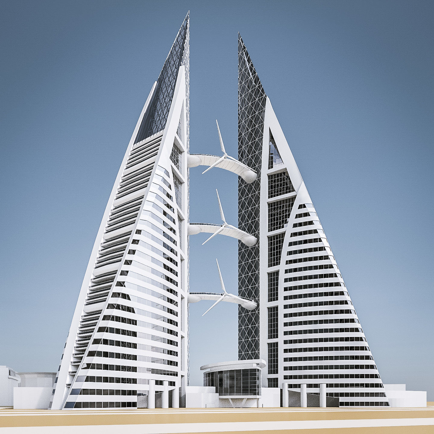 Gulf Buildings Set - 4 Pack Low-poly 3D model_26