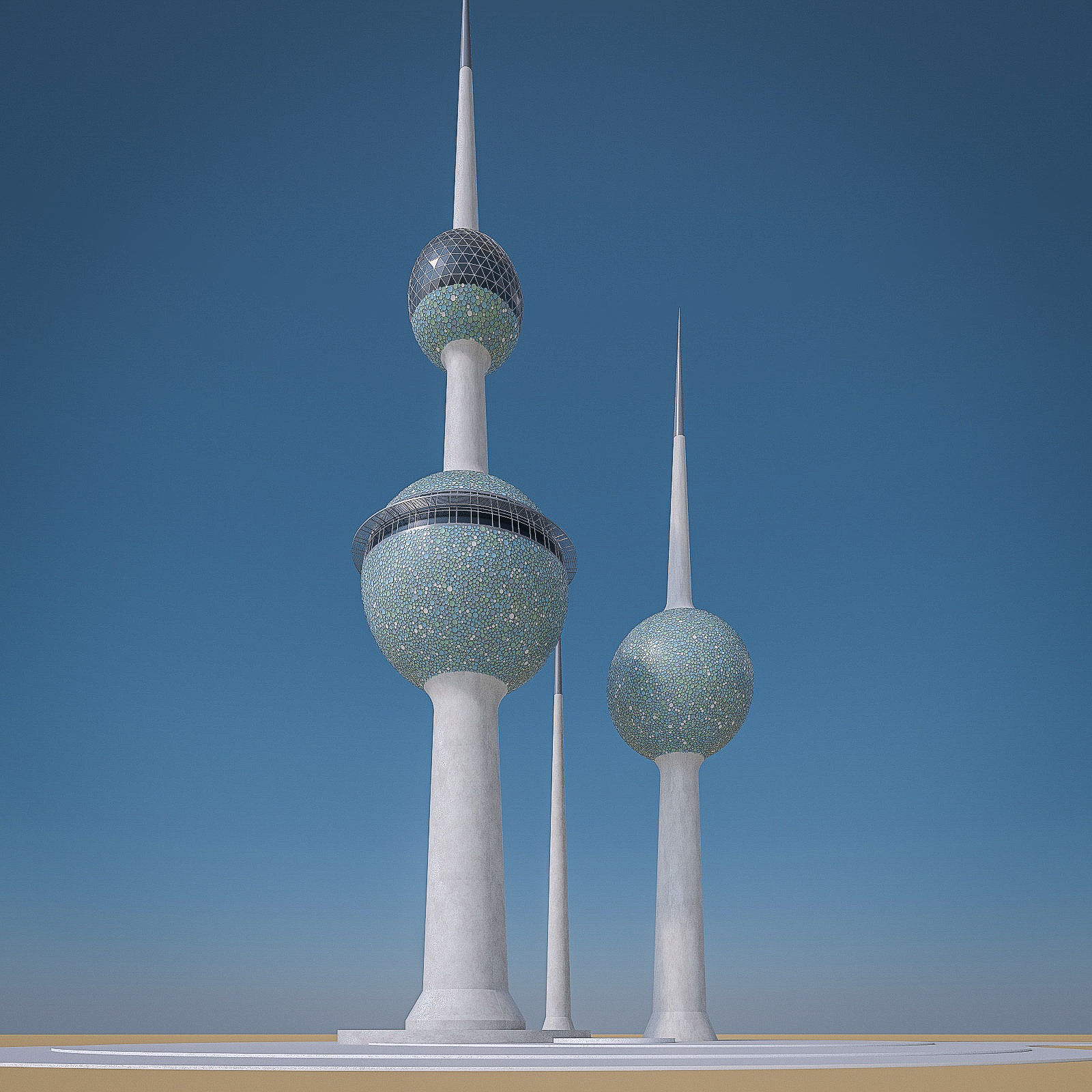 Gulf Buildings Set - 4 Pack Low-poly 3D model_63