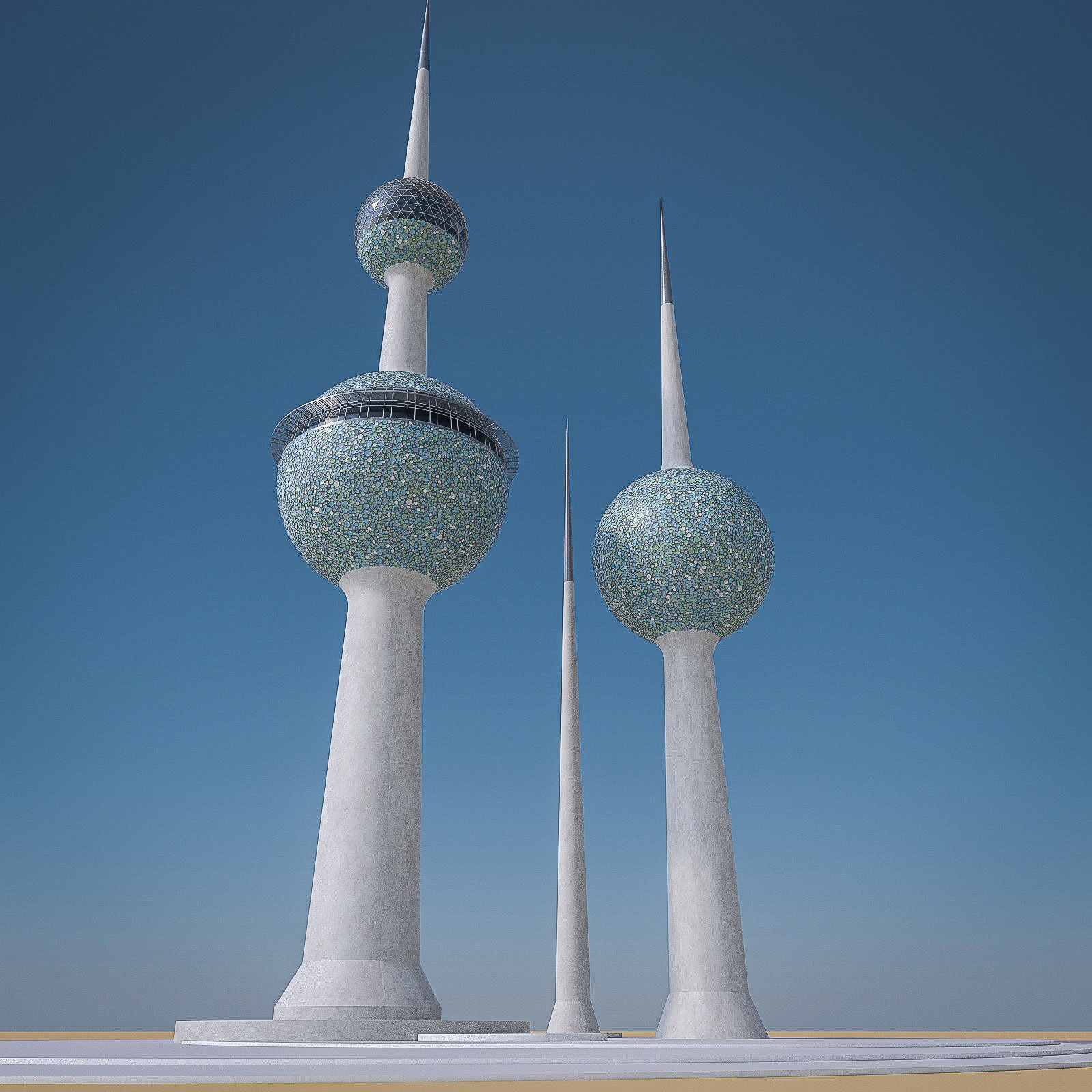 Gulf Buildings Set - 4 Pack Low-poly 3D model_59