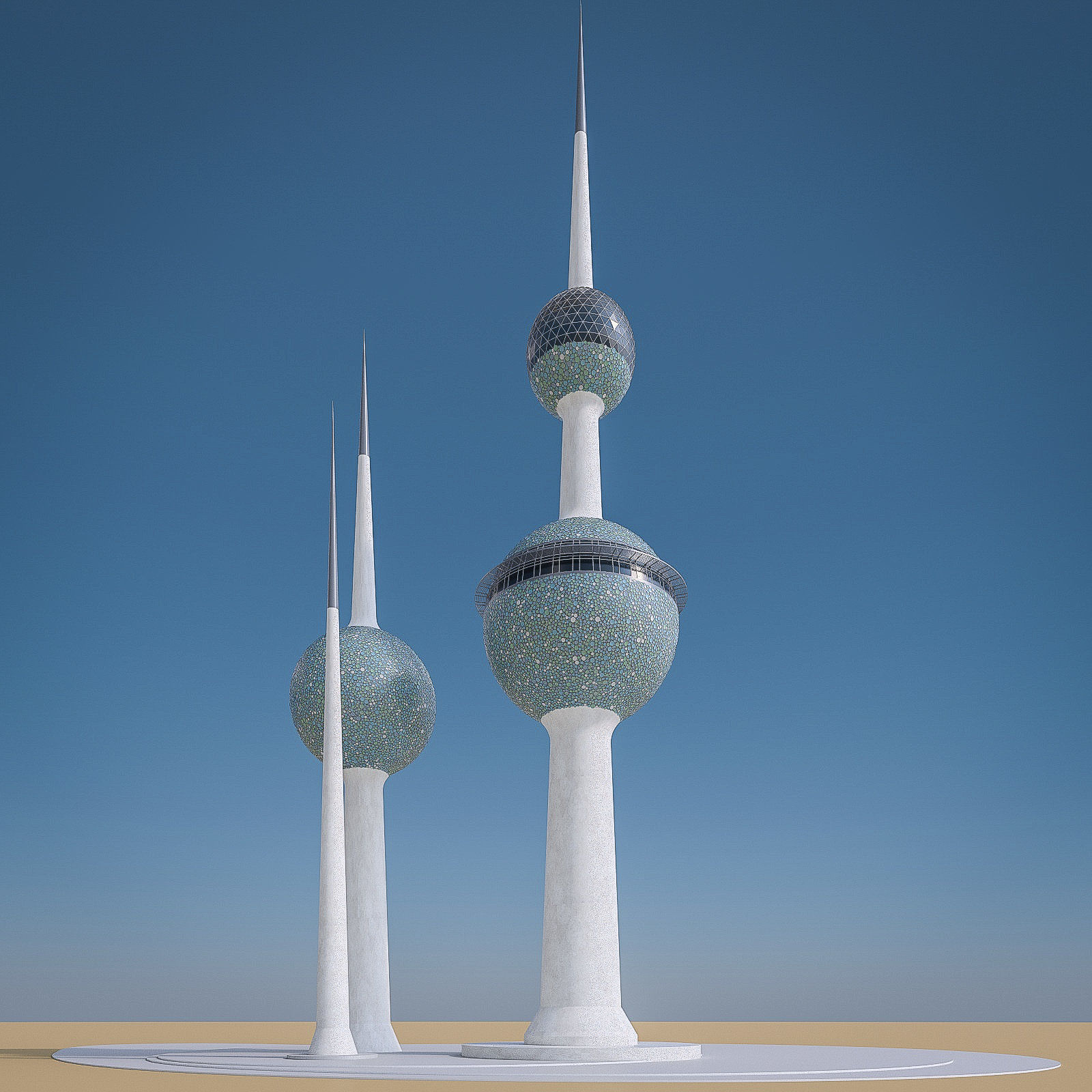 Gulf Buildings Set - 4 Pack Low-poly 3D model_61