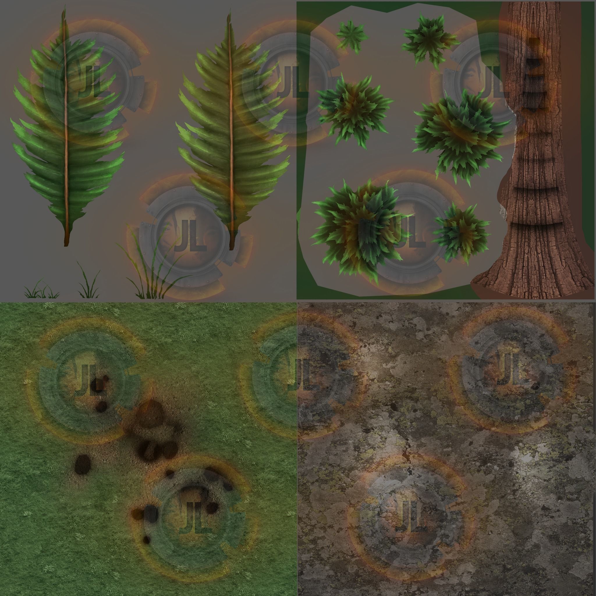 Low Poly Forest Collection with trees and rocks Low-poly 3D model_9