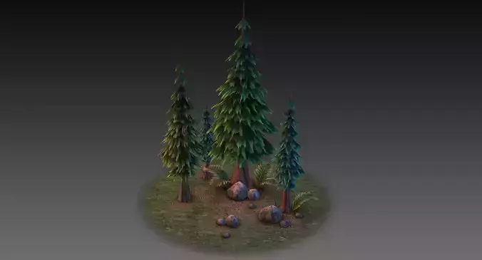 Low Poly Forest Collection with trees and rocks Low-poly 3D model Low Poly Forest Collection with trees and rocks Low-poly 3D model