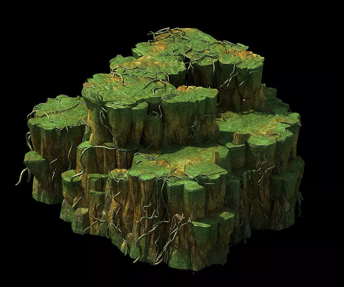 oison Valley scene - rock walls covered with vines 3D model