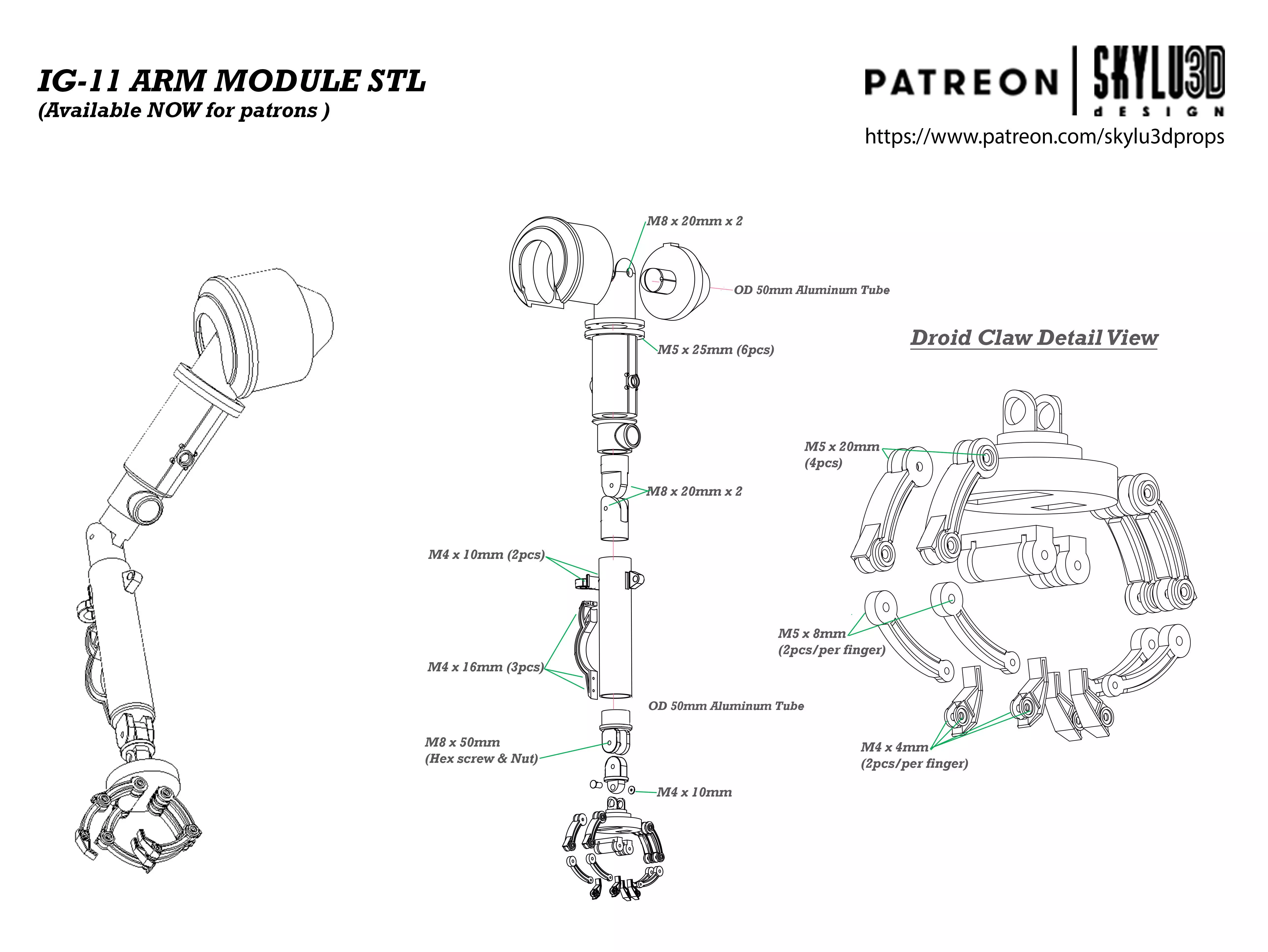 IG-11 Life Size Droid Arm 3D print ready STL - The Mandalorian  3D print model_0