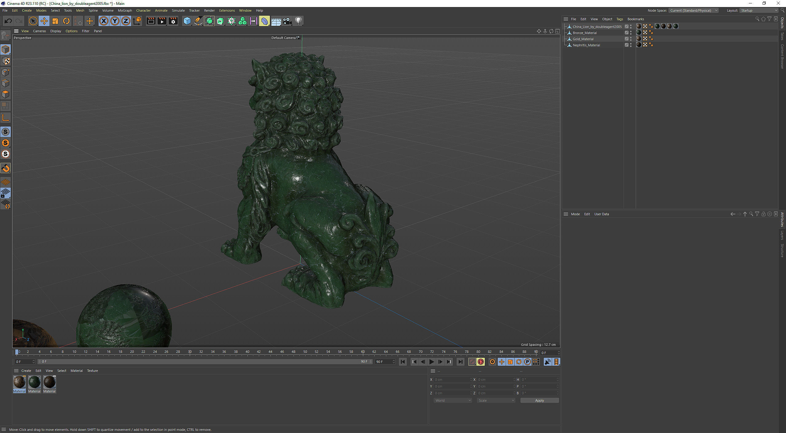 Chinese lion guardian sculpture lowpoly PBR 4 materials Low-poly 3D model_17