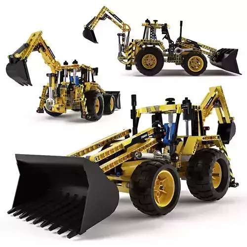 Lego Technic Backhoe Loader 3D model