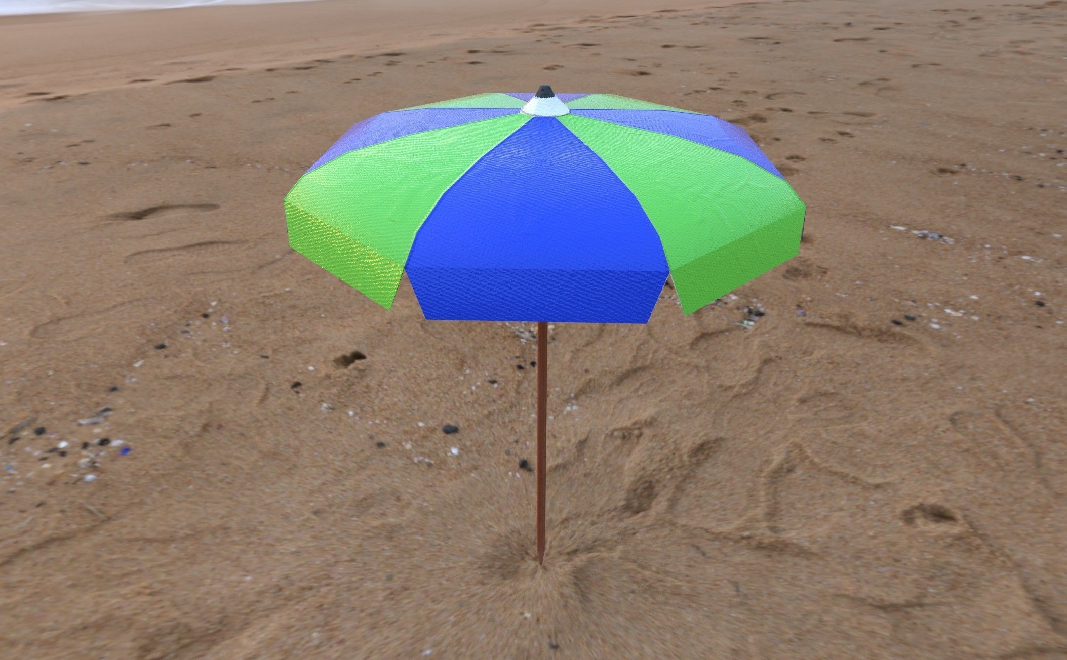Beach Umbrella Pack Low-poly 3D model_1